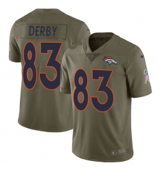 Youth Nike Denver Broncos #83 A.J. Derby Limited Olive 2017 Salute to Service NFL Jersey