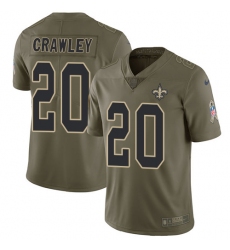 Youth Nike New Orleans Saints #20 Ken Crawley Limited Olive 2017 Salute to Service NFL Jersey