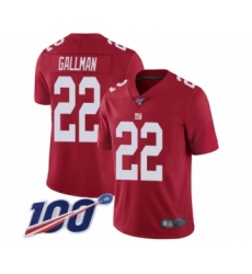 Men's New York Giants #22 Wayne Gallman Red Limited Red Inverted Legend 100th Season Football Jersey