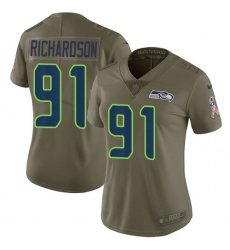 Women's Nike Seattle Seahawks #91 Sheldon Richardson Limited Olive 2017 Salute to Service NFL Jersey