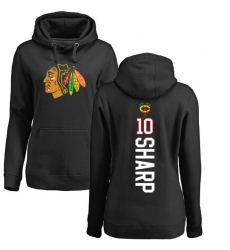 NHL Women's Adidas Chicago Blackhawks #10 Patrick Sharp Black Backer Pullover Hoodie