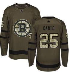Men's Adidas Boston Bruins #25 Brandon Carlo Authentic Green Salute to Service NHL Jersey
