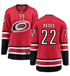 Women's Carolina Hurricanes #22 Brett Pesce Fanatics Branded Red Home Breakaway NHL Jersey