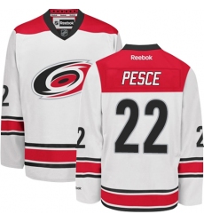 Youth Reebok Carolina Hurricanes #22 Brett Pesce Authentic White Away NHL Jersey