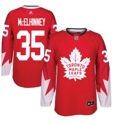 Men's Adidas Toronto Maple Leafs #35 Curtis McElhinney Premier Red Alternate NHL Jersey