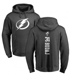 NHL Adidas Tampa Bay Lightning #31 Peter Budaj Charcoal One Color Backer Pullover Hoodie