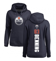 NHL Women's Adidas Edmonton Oilers #83 Matt Benning Navy Blue Backer Pullover Hoodie