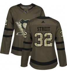 Women's Adidas Pittsburgh Penguins #22 Matt Hunwick Authentic Green Salute to Service NHL Jersey