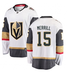 Youth Vegas Golden Knights #15 Jon Merrill Authentic White Away Fanatics Branded Breakaway NHL Jersey