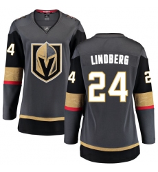 Women's Vegas Golden Knights #24 Oscar Lindberg Authentic Black Home Fanatics Branded Breakaway NHL Jersey