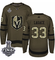 Youth Adidas Vegas Golden Knights #33 Maxime Lagace Authentic Green Salute to Service 2018 Stanley Cup Final NHL Jersey