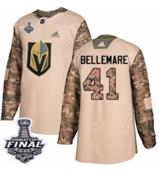 Men's Adidas Vegas Golden Knights #41 Pierre-Edouard Bellemare Authentic Camo Veterans Day Practice 2018 Stanley Cup Final NHL Jersey