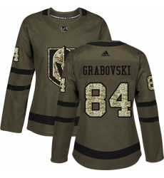 Women's Adidas Vegas Golden Knights #84 Mikhail Grabovski Authentic Green Salute to Service NHL Jersey
