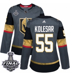 Women's Adidas Vegas Golden Knights #55 Keegan Kolesar Authentic Gray Home 2018 Stanley Cup Final NHL Jersey