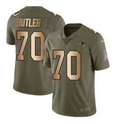 Men's Nike New England Patriots #70 Adam Butler Limited Olive/Gold 2017 Salute to Service NFL Jersey