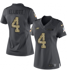 Women's Nike Philadelphia Eagles #4 Jake Elliott Limited Black 2016 Salute to Service NFL Jersey