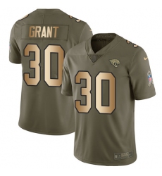 Youth Nike Jacksonville Jaguars #30 Corey Grant Limited Olive/Gold 2017 Salute to Service NFL Jersey