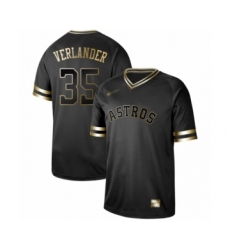 Men's Houston Astros #35 Justin Verlander Authentic Black Gold Fashion Baseball Jersey
