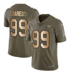 Men's Nike Jacksonville Jaguars #99 Marcell Dareus Limited Olive/Gold 2017 Salute to Service NFL Jersey