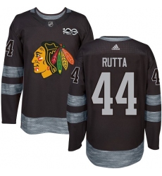 Men's Adidas Chicago Blackhawks #44 Jan Rutta Authentic Black 1917-2017 100th Anniversary NHL Jersey