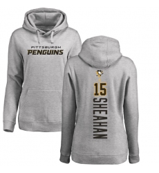 NHL Women's Adidas Pittsburgh Penguins #15 Riley Sheahan Ash Backer Pullover Hoodie