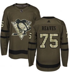 Youth Adidas Pittsburgh Penguins #75 Ryan Reaves Authentic Green Salute to Service NHL Jersey