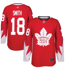 Men's Adidas Toronto Maple Leafs #18 Ben Smith Premier Red Alternate NHL Jersey