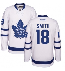 Men's Reebok Toronto Maple Leafs #18 Ben Smith Authentic White Away NHL Jersey