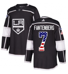 Youth Adidas Los Angeles Kings #7 Oscar Fantenberg Authentic Black USA Flag Fashion NHL Jersey