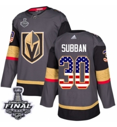 Youth Adidas Vegas Golden Knights #30 Malcolm Subban Authentic Gray USA Flag Fashion 2018 Stanley Cup Final NHL Jersey