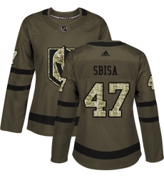Women's Adidas Vegas Golden Knights #47 Luca Sbisa Authentic Green Salute to Service NHL Jersey
