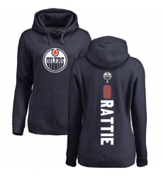 NHL Women's Adidas Edmonton Oilers #8 Ty Rattie Navy Blue Backer Pullover Hoodie