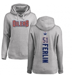 NHL Women's Adidas Edmonton Oilers #51 Brian Ferlin Ash Backer Pullover Hoodie