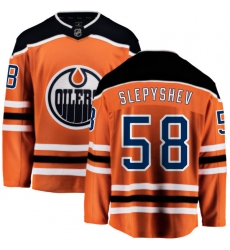 Men's Edmonton Oilers #58 Anton Slepyshev Fanatics Branded Orange Home Breakaway NHL Jersey