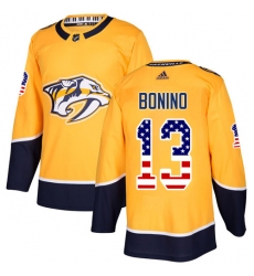 Youth Adidas Nashville Predators #13 Nick Bonino Authentic Gold USA Flag Fashion NHL Jersey