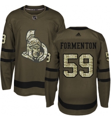 Men's Adidas Ottawa Senators #59 Alex Formenton Authentic Green Salute to Service NHL Jersey