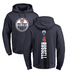 NHL Adidas Edmonton Oilers #4 Kris Russell Navy Blue Backer Pullover Hoodie