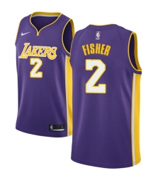 Men's Nike Los Angeles Lakers #2 Derek Fisher Swingman Purple NBA Jersey - Statement Edition