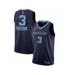 Men's Memphis Grizzlies #3 Allen Iverson Authentic Navy Blue Finished Basketball Jersey - Icon Edition