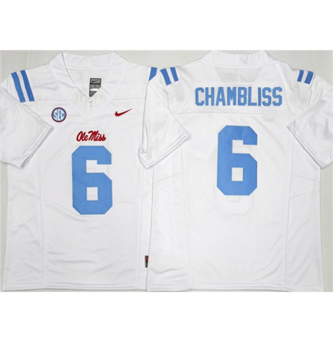 Men's Ole Miss Rebels #6 Trinidad Chambliss White 2026 F.U.S.E. Stitched jersey