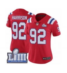 Women's Nike New England Patriots #92 James Harrison Red Alternate Vapor Untouchable Limited Player Super Bowl LIII Bound NFL Jersey