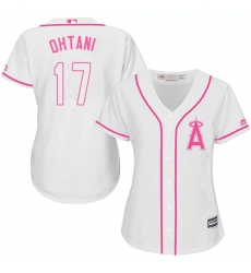Women's Majestic Los Angeles Angels of Anaheim #17 Shohei Ohtani Replica White Fashion Cool Base MLB Jersey