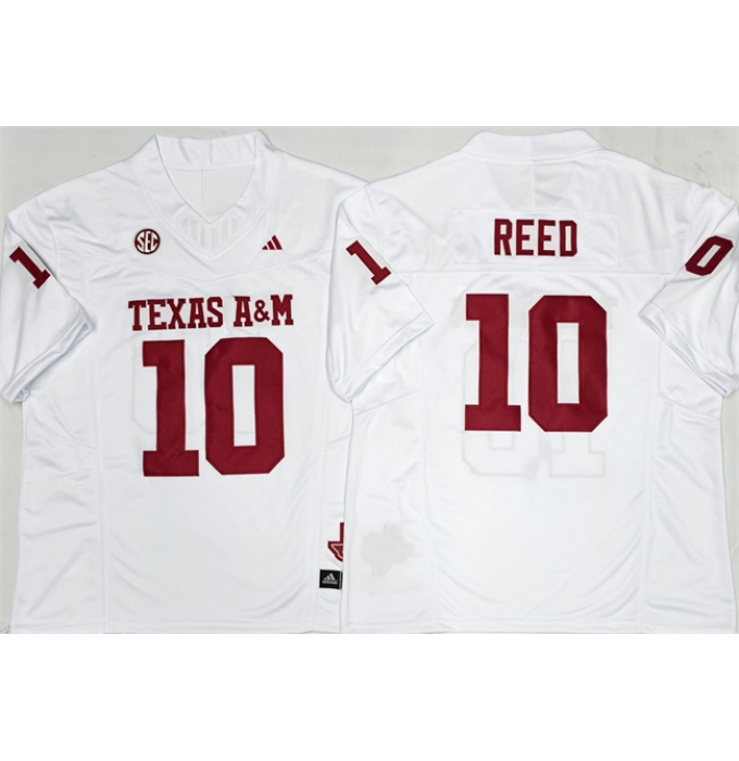 Men's Texas A&M Aggies Lions #10 Marcel Reed White 2025 F.U.S.E. Stitched Jersey
