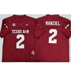 Men's Texas A&M Aggies Lions #2 Johnny Manziel Red 2025 F.U.S.E. Stitched Jersey