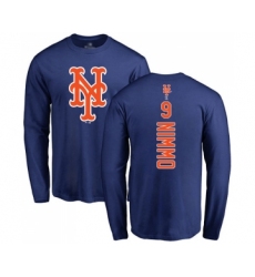 Baseball New York Mets #9 Brandon Nimmo Royal Blue Backer Long Sleeve T-Shirt