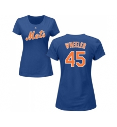 MLB Women's Nike New York Mets #45 Zack Wheeler Royal Blue Name & Number T-Shirt