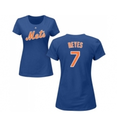 MLB Women's Nike New York Mets #7 Jose Reyes Royal Blue Name & Number T-Shirt