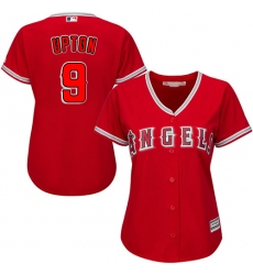Women's Majestic Los Angeles Angels of Anaheim #9 Justin Upton Authentic Red Alternate MLB Jersey