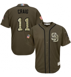 Youth Majestic San Diego Padres #11 Allen Craig Authentic Green Salute to Service Cool Base MLB Jersey