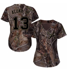 Women's Majestic Atlanta Braves #13 Ronald Acuna Jr. Authentic Camo Realtree Collection Flex Base MLB Jersey